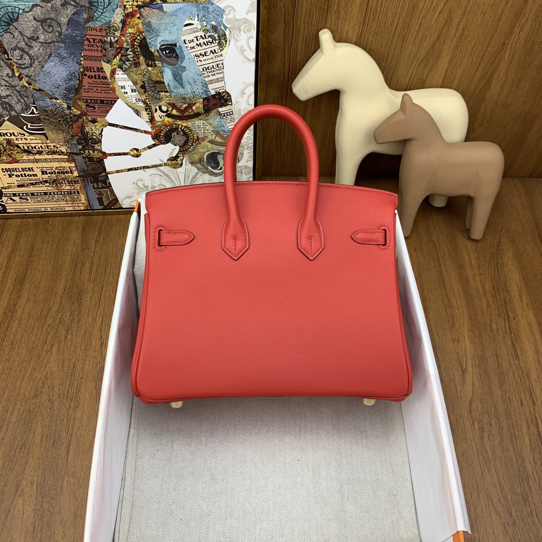 Hermes Birkin 25CM Swift Leather Handbag Red